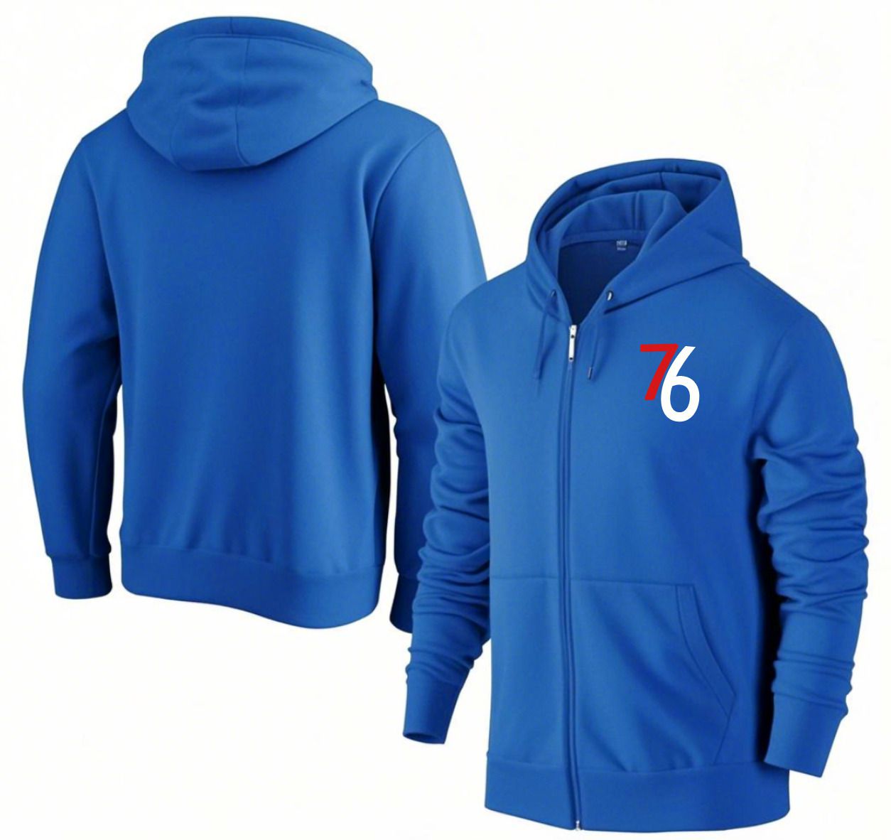 Men Philadelphia 76ers Blue Zipper hoodie 2025 NBA Jersey style 1